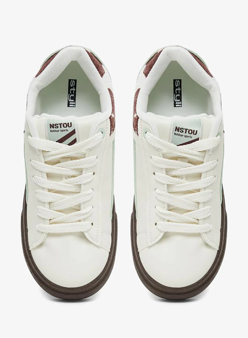 Styli Active  Contrast Sole Lace Up Sneakers for Women | Best Price UAE
