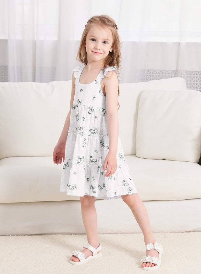 Hipea Toddler Girl Dress Ruffle Halter Floral Princess Dress Summer Beach Bohemian Casual Sundress White 2-6 Years Female Children - Image 3