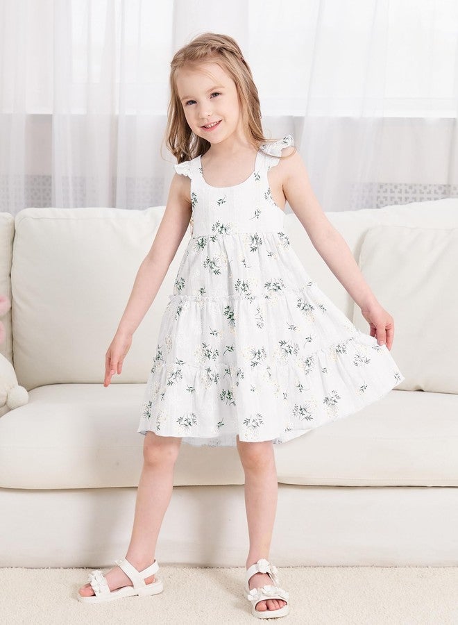 Hipea Toddler Girl Dress Ruffle Halter Floral Princess Dress Summer Beach Bohemian Casual Sundress White 2-6 Years Female Children - Image 2