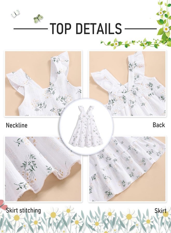 Hipea Toddler Girl Dress Ruffle Halter Floral Princess Dress Summer Beach Bohemian Casual Sundress White 2-6 Years Female Children - Image 5