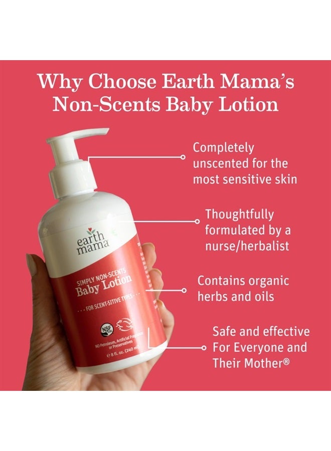 Earth Mama Simply Non-Scents Baby Lotion for Dry Skin, Calendula Cream for Newborn Skin Care, Organic Moisturizer for Children with Aloe Juice, Rooibos, & Shea Butter, Fragrance Free, 8-Fl oz (2-Pk) - Image 2