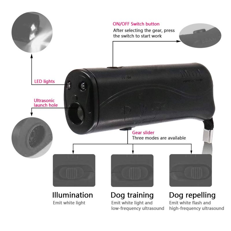 OYEFLY Handheld Dog Trainer, 3 in 1 with LED Flashlight,Bark Stopper Dog Trainer Devices Training Tool/Stop Barking(Black) - Image 3