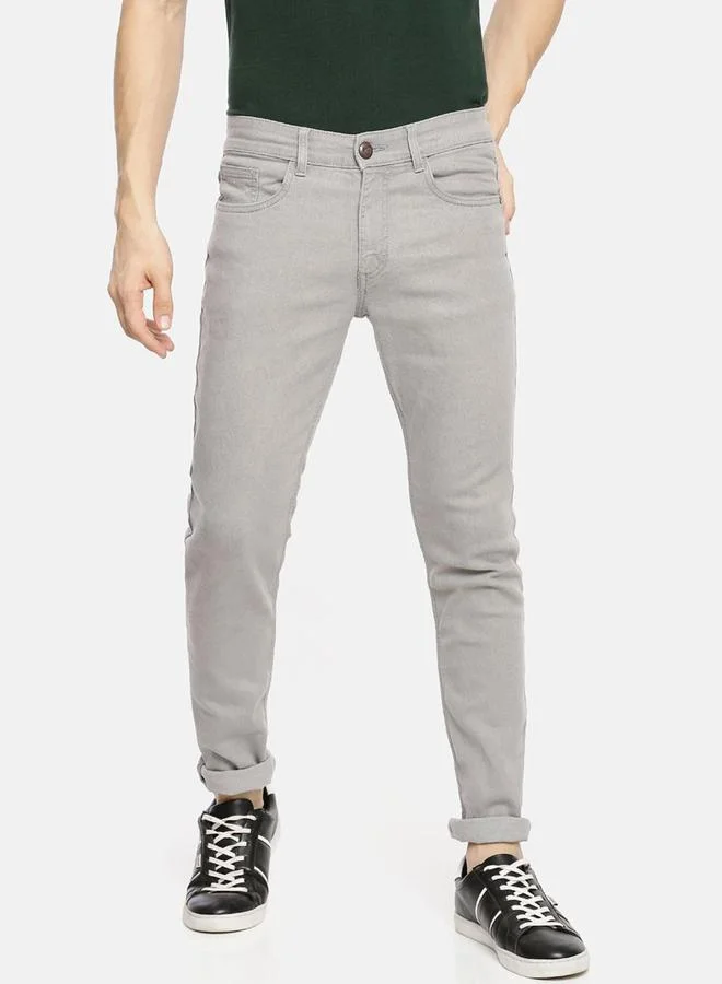 The Indian Garage Co The Indian Garage Co Men Grey Mid Rise Slim Fit Solid Jeans