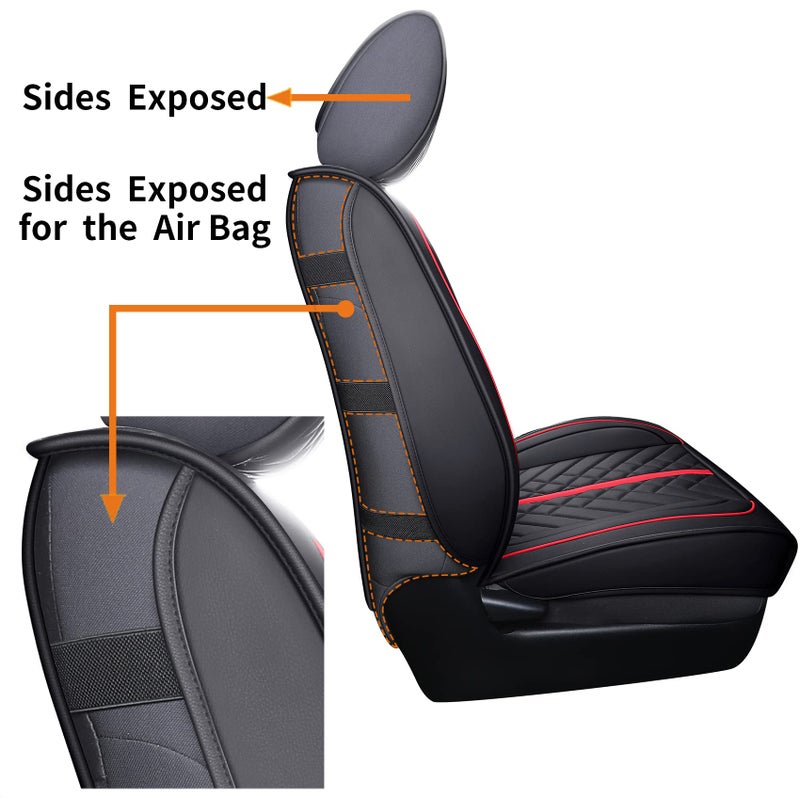 Tomatoman Tacoma Seat Covers Compatible with Toyota Tacoma 2005-2023 2024 2025 2026 Access Crew Double Cab Truck TRD Pro Trail Edition Limited SR5 Offroad Car Cushions (2 PCS Front/Black-Red) - Image 4