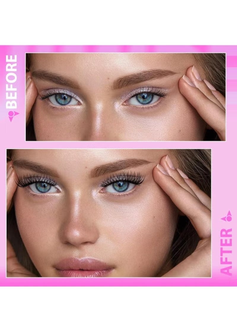 جلامكيت 4 أزواج من الرموش المغناطيسية بدون محدد عيون - رموش مغناطيسية مزدوجة قابلة لإعادة الاستخدام بمظهر طبيعي بدون غراء مجموعة رموش صناعية ثلاثية الأبعاد مع أداة وضع، رموش صناعية، سهلة الارتداء (أسود) - Image 5