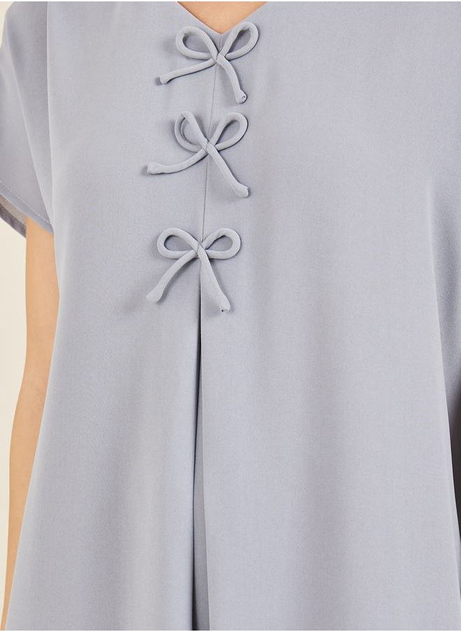 Styli - Bow Tie Detail Short Sleeve Under Abaya Dress - Image 1