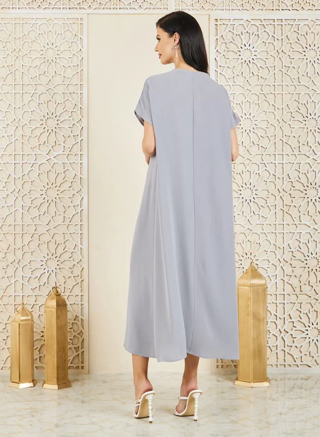 ستايلي Bow Tie Detail Short Sleeve Under Abaya Dress