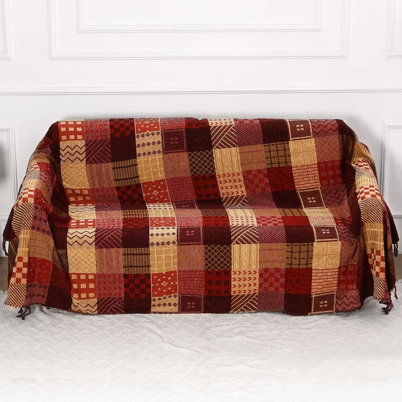 Throws for Sofas LargePatchwork Large Blankets for 2 3 4 Seater Sofas Double Bed Armchair CouchWeighted Soft Furniture Throws for Summer220  260cm