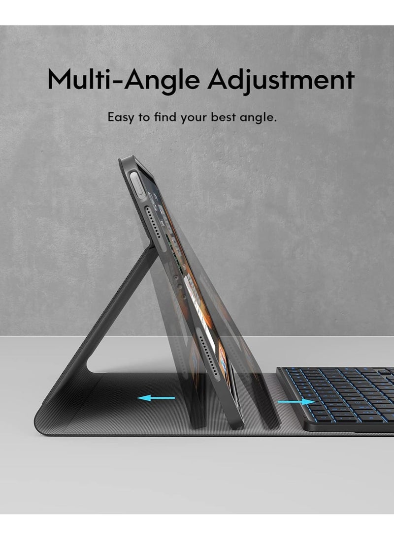 TWEGGON Keyboard Case with Touchpad for Apple iPad Air 11" 6th Gen M2 2024 Builtin Pen Holder Black  - Image 3
