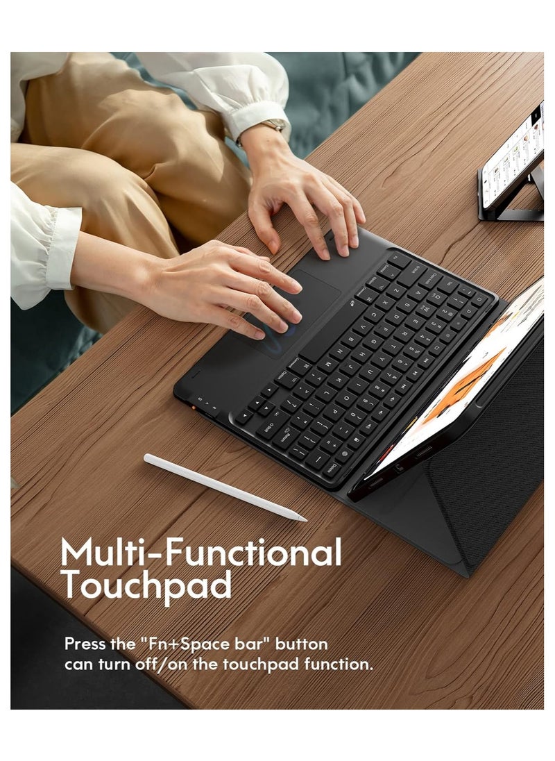 TWEGGON Keyboard Case with Touchpad for Apple iPad Air 11" 6th Gen M2 2024 Builtin Pen Holder Black  - Image 2
