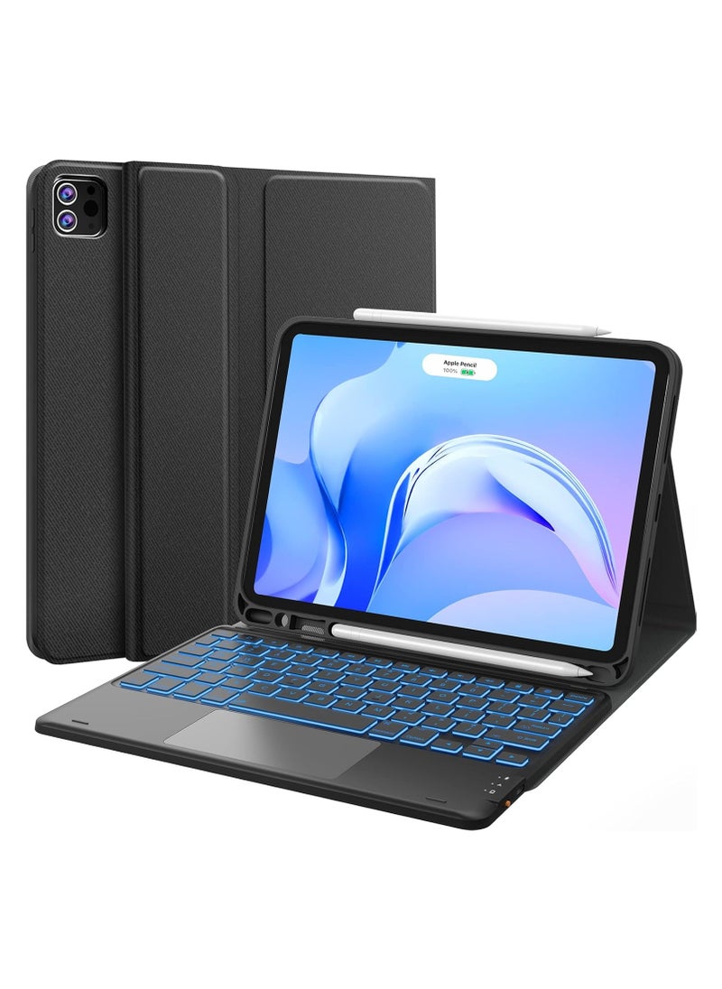 TWEGGON Keyboard Case with Touchpad for Apple iPad Air 11" 6th Gen M2 2024 Builtin Pen Holder Black  - Image 1