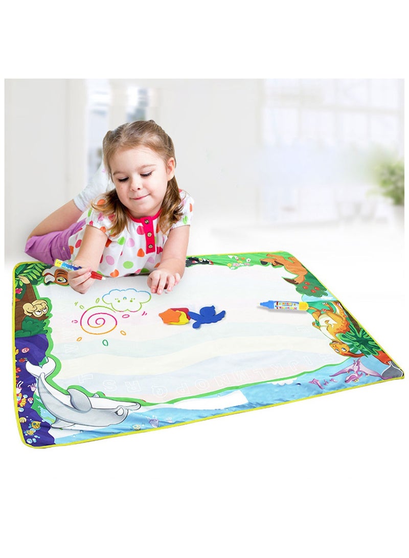 Water Drawing Mat for Kids – Large Rectangular Floor Game with Pens and Stamps - Image 5