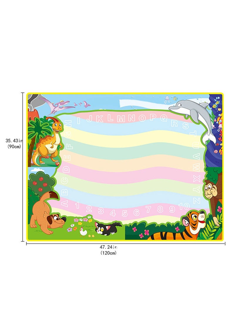 Water Drawing Mat for Kids – Large Rectangular Floor Game with Pens and Stamps - Image 2