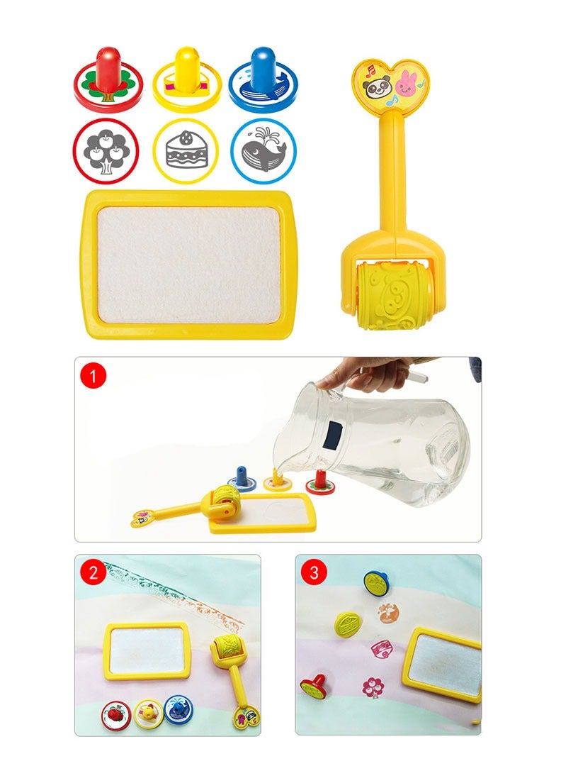 Water Drawing Mat for Kids – Large Rectangular Floor Game with Pens and Stamps - Image 3