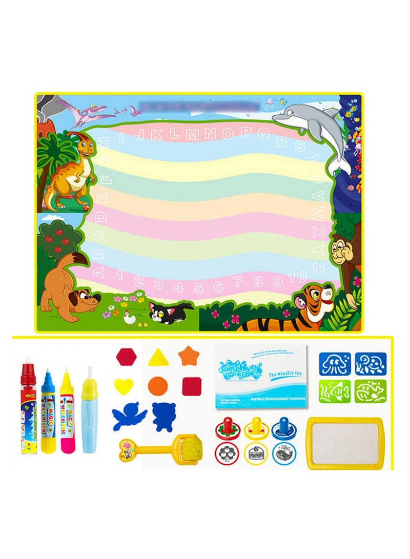Water Drawing Mat for Kids – Large Rectangular Floor Game with Pens and Stamps - Image 1