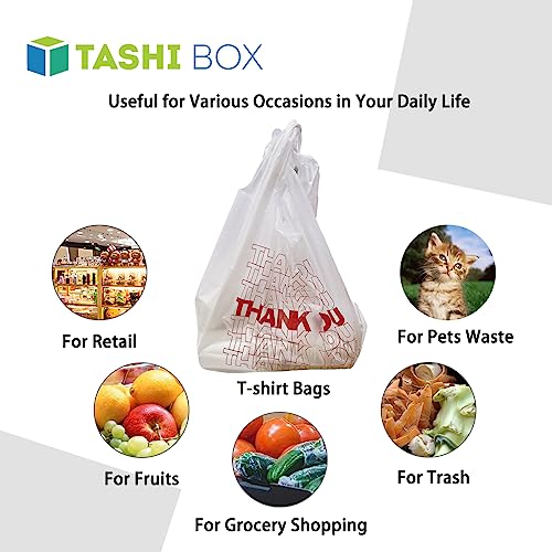 TashiBox 308 Ct plastic bags/Shopping Bags/Thank You Bags/Reusable and Disposable Grocery Bag - Measures 11.5" X 6.25" X 21", 15mic, 0.6 Mil - Image 5