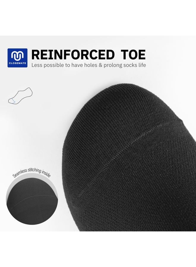 CLOSEMATE Mens No Show Socks Cotton Thin High Elasticity Low Cut Ankle Socks with Non Slip Grips 6 Pairs, 6black, 7-10 - Image 2