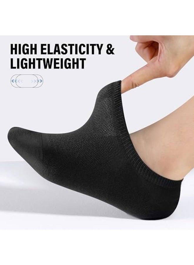 CLOSEMATE Mens No Show Socks Cotton Thin High Elasticity Low Cut Ankle Socks with Non Slip Grips 6 Pairs, 6black, 7-10 - Image 4