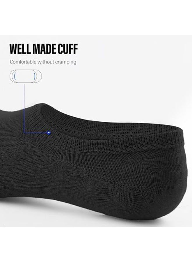 CLOSEMATE Mens No Show Socks Cotton Thin High Elasticity Low Cut Ankle Socks with Non Slip Grips 6 Pairs, 6black, 7-10 - Image 5