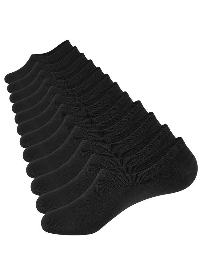 CLOSEMATE Mens No Show Socks Cotton Thin High Elasticity Low Cut Ankle Socks with Non Slip Grips 6 Pairs, 6black, 7-10 - Image 1