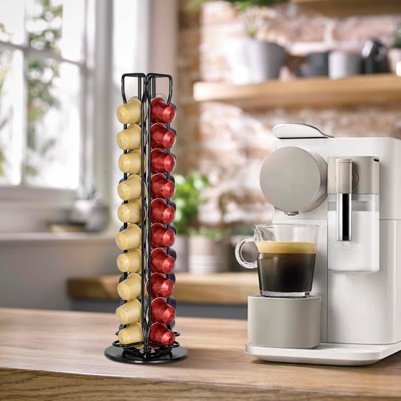 ريكابس حامل كبسولات القهوة RECAPS متوافق مع نظام Nespresso، حامل أكواب القهوة لـ 40 كبسولة قهوة أصلية، تصميم دوار، رف تخزين لـ 40 كوب قهوة - Image 5