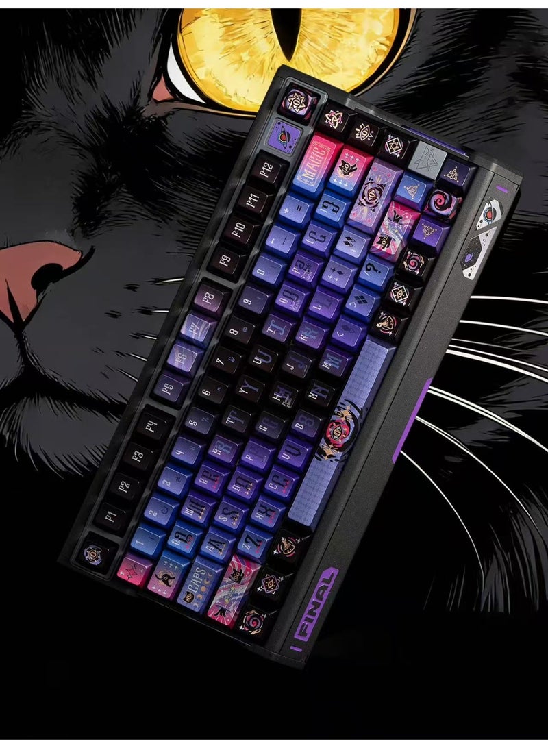 Piifox Mystic Purple Black Cat Keycaps Set – 144 Keys PBT Dye-Sublimation Custom Mechanical Keyboard Keycaps – Metallic Paint Finish for Gaming & Esports - Image 5