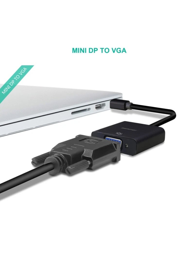 Mini DisplayPort to VGA Adapter (Black), Mini DP (Thunderbolt Compatible) Male to VGA Female Converter for Surface Pro, MacBook, ThinkPad, PC  - Image 5