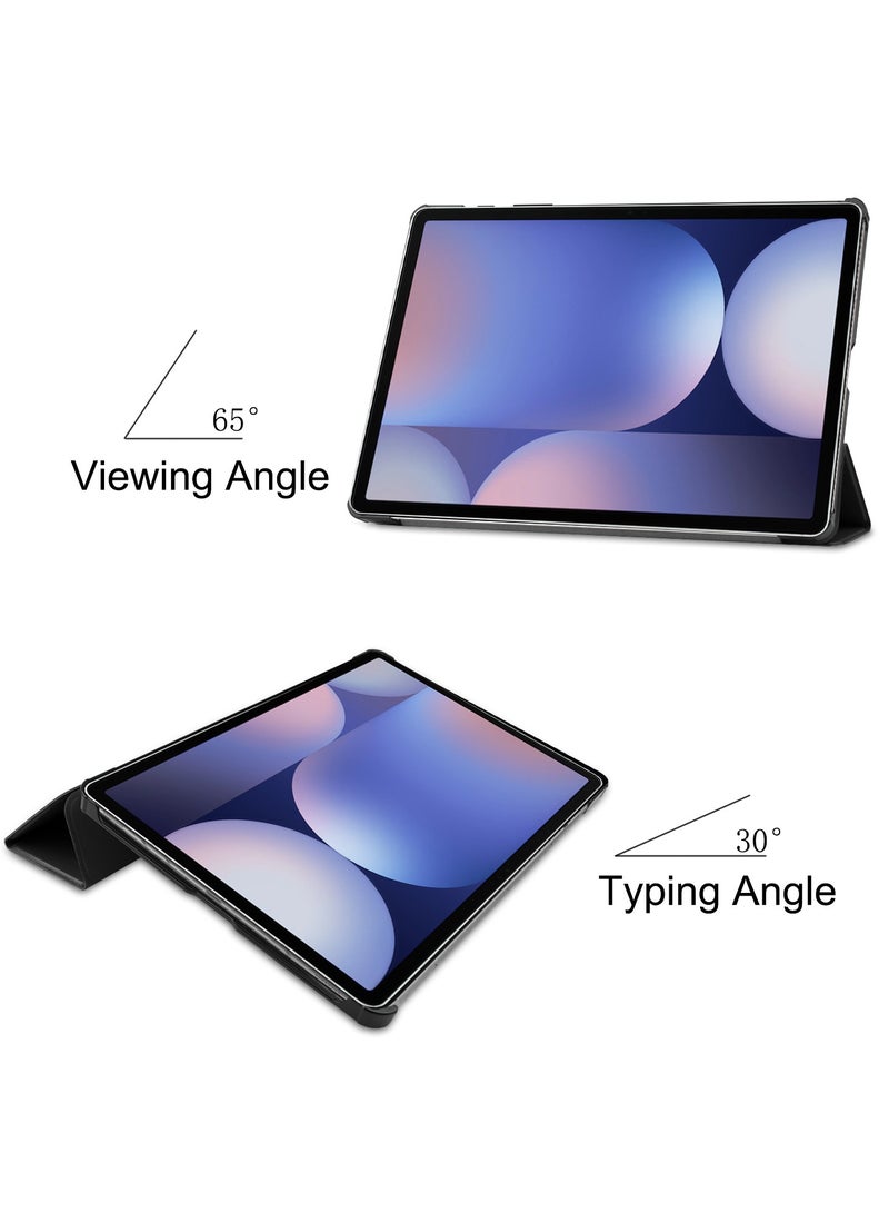 Case for Samsung Galaxy Tab S10 Plus 12.4 Inch 2024 SM-X820 Premium Leather Flap Tablet Case with Stand Function Auto Wake/Sleep Cover (Black) - Image 3