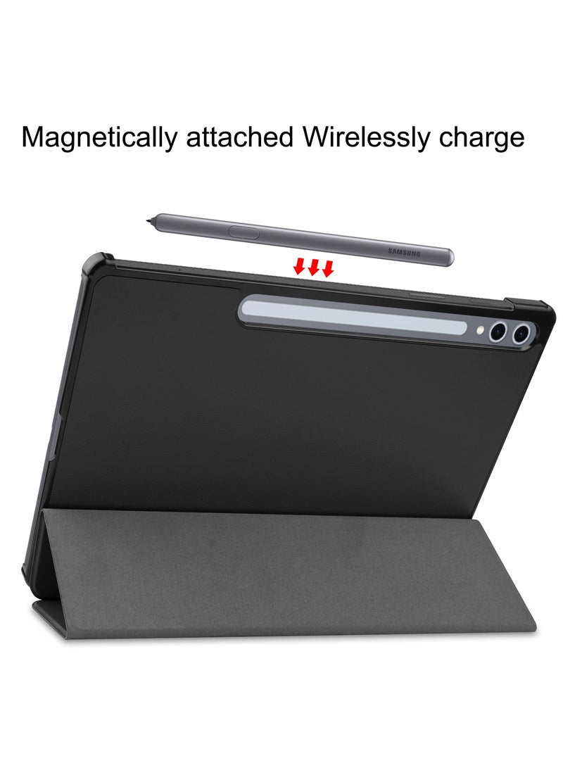 Case for Samsung Galaxy Tab S10 Plus 12.4 Inch 2024 SM-X820 Premium Leather Flap Tablet Case with Stand Function Auto Wake/Sleep Cover (Black) - Image 4