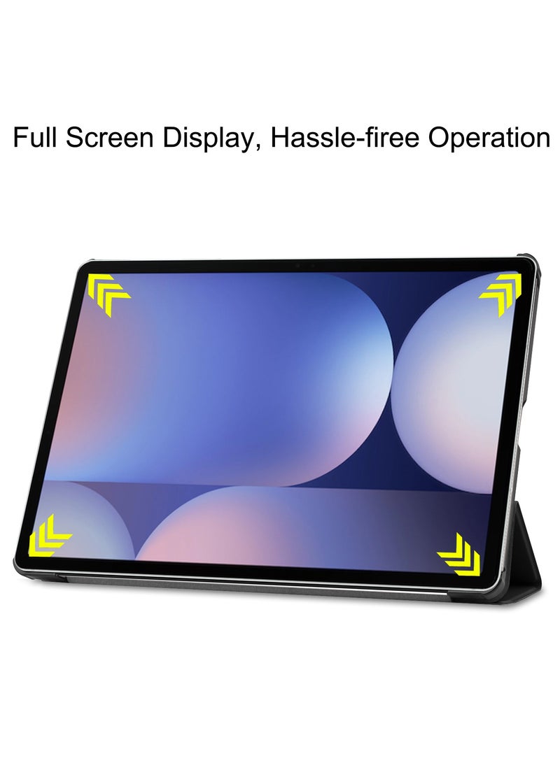 Case for Samsung Galaxy Tab S10 Plus 12.4 Inch 2024 SM-X820 Premium Leather Flap Tablet Case with Stand Function Auto Wake/Sleep Cover (Black) - Image 5