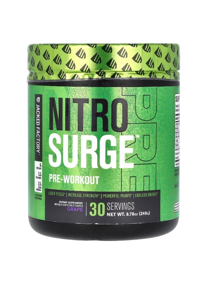 Jacked Factory Jacked Factory, Nitro Surge, Pre-Workout, Grape, 8.78 oz (249 g)  - Image 1