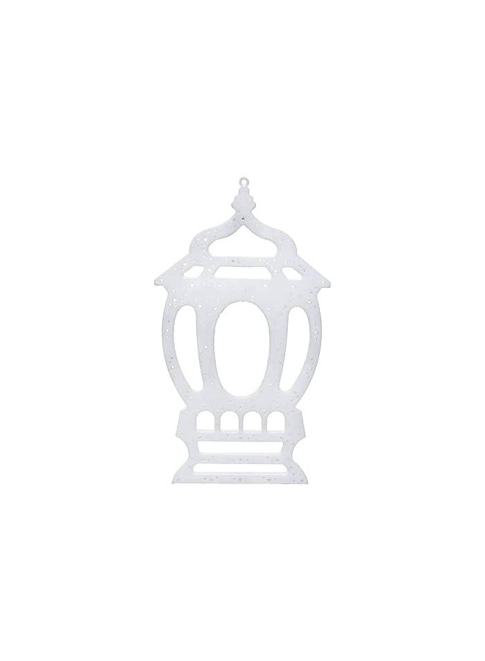 عرض زينة رمضان (فانوس رمضان ابيض - حبل زينة مثلثات - فرع زينه معلق بتصميم فانوس ذهبي)