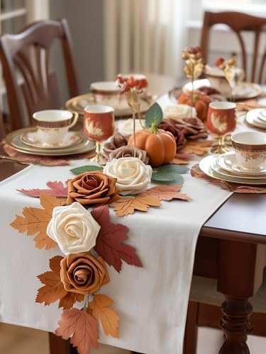 InnoGear Artificial Flowers, 50 Pcs Shades of Earth Tones Foam Fake Roses Bulk with Stems for Autumn Fall Decoration DIY Wedding Bouquets Centerpieces Bridal Shower Party Christmas Tree - Image 5