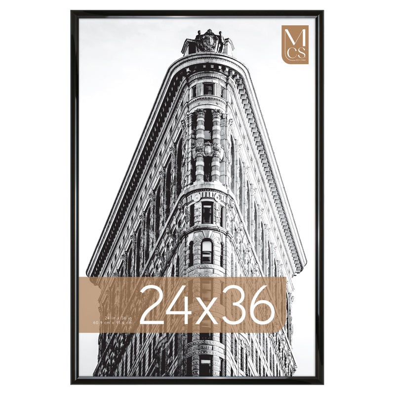 MCS Trendsetter 24x36 Poster Frame Black High-Gloss, Vertical & Horizontal Wall Hanging Large Picture Frame for Photos, Posters & Art Prints (1-Pack) - Image 1