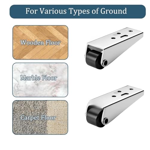 Veemok Heavy-Duty Rigid Caster Wheels for Wooden Doors | 2.68 Inch Silent Bearings, Side Mount L-Shaped Metal Rollers for Drooping Support Bolt-On Installation (4 PCS.) With Screws. - Image 5