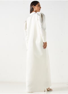 Hadiyath Al Madinah White Crystal Embellished Abaya - HM  - Image 4