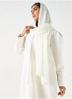 Hadiyath Al Madinah White Crystal Embellished Abaya - HM  - Image 2