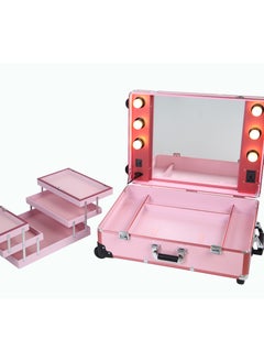 MAYLAN Makeup Train Stand Case With Pro Studio Artist Trolley And Lights Pink Queen Size  - Image 4