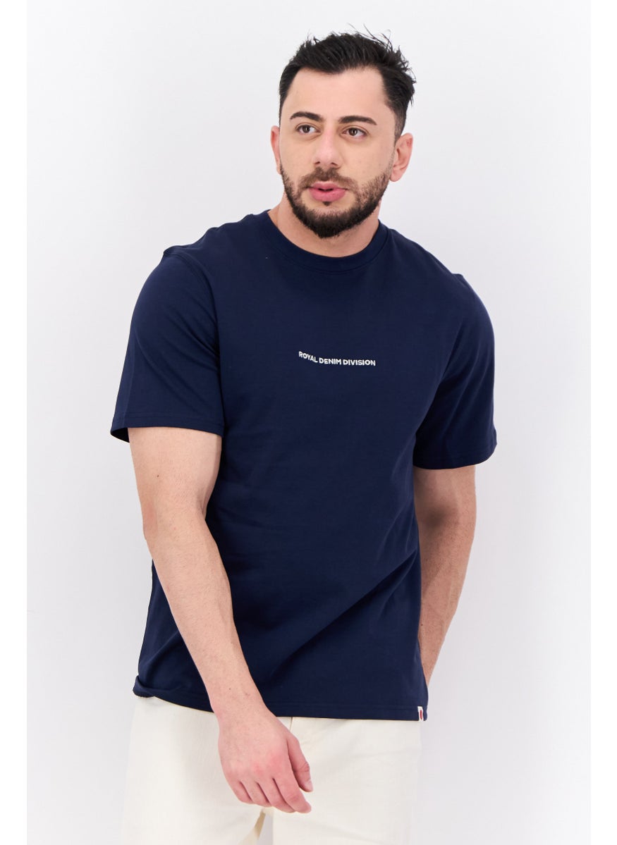 Royal Denim Division Men Crew Neck Embroidered Logo Short Sleeves T-shirt, Navy  - Image 1