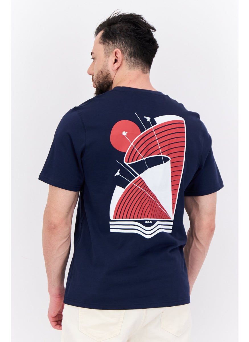 Royal Denim Division Men Crew Neck Embroidered Logo Short Sleeves T-shirt, Navy  - Image 3