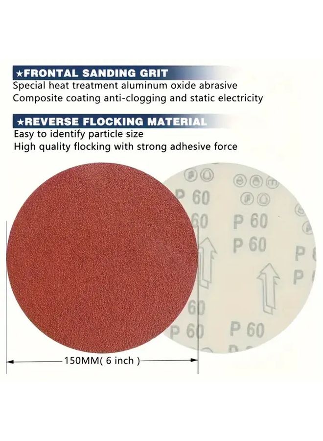 50pcs 150mm 320 Grit Aluminum Oxide Sanding Discs For Woodworking Drilling Polishing - Image 4