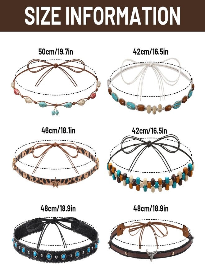 APLZGMG 6Pcs Cowboy Hat Bands, 6 Styls Adjustable Beaded Cowboy Hat Band, Ethnic Western Hats Belts, Rural Classical Turquoise Beaded HatBands for Women Men, Western Hatbands Decorating Supplies - Image 4