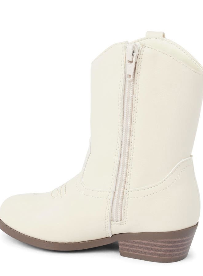 GYMBOREE Girl's Toddler Cowgirl Boots Ankle, Beige, 8 Big Kid - Image 5