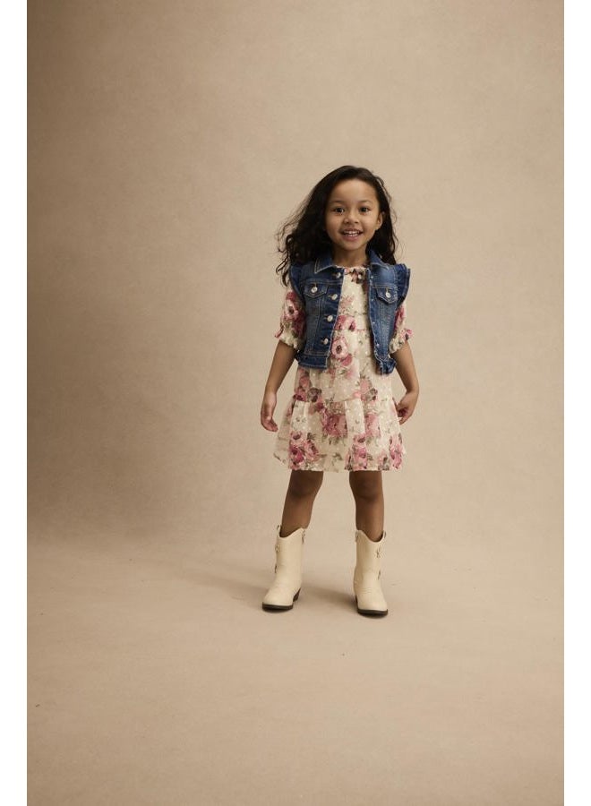 GYMBOREE Girl's Toddler Cowgirl Boots Ankle, Beige, 8 Big Kid - Image 2