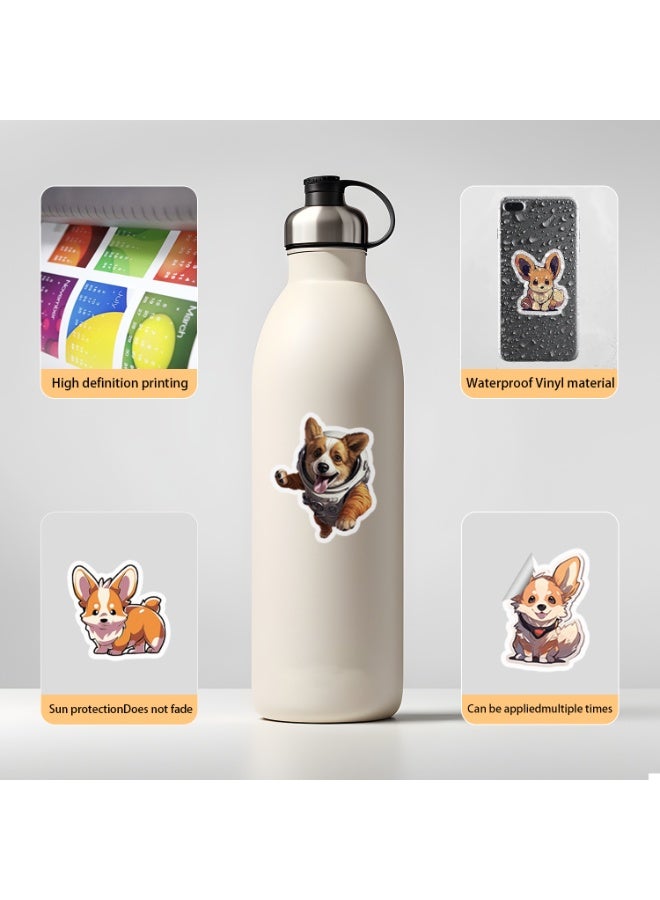 قوس قزح أورينبو 50 قطعة من ملصقات ويلش كورجي لزجاجات المياه، ملصقات جمالية عصرية مقاومة للماء للفتيات المراهقات، مثالية لزجاجة المياه والكمبيوتر المحمول والهاتف والسفر، مصنوعة من الفينيل المتين للغاية - Image 3