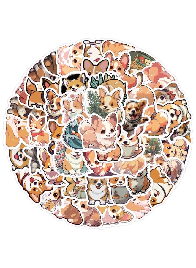 قوس قزح أورينبو 50 قطعة من ملصقات ويلش كورجي لزجاجات المياه، ملصقات جمالية عصرية مقاومة للماء للفتيات المراهقات، مثالية لزجاجة المياه والكمبيوتر المحمول والهاتف والسفر، مصنوعة من الفينيل المتين للغاية - Image 1