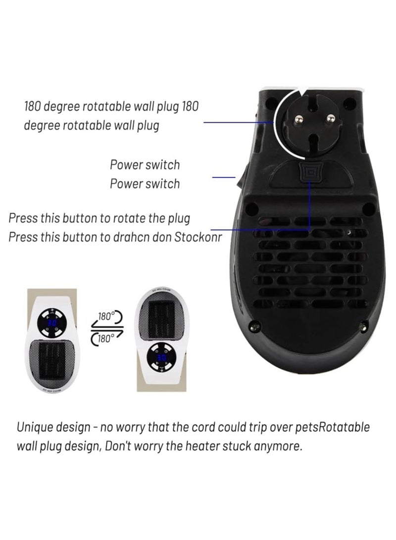 عام مبرد صغير كهربائي لمنفذ الكهرباء مبرد 500 واط مشع كهربائي مزود بنظام ترموستاتي مع عرض LED وحماية من الإرتفاع الزائد في درجة الحرارة. - Image 4