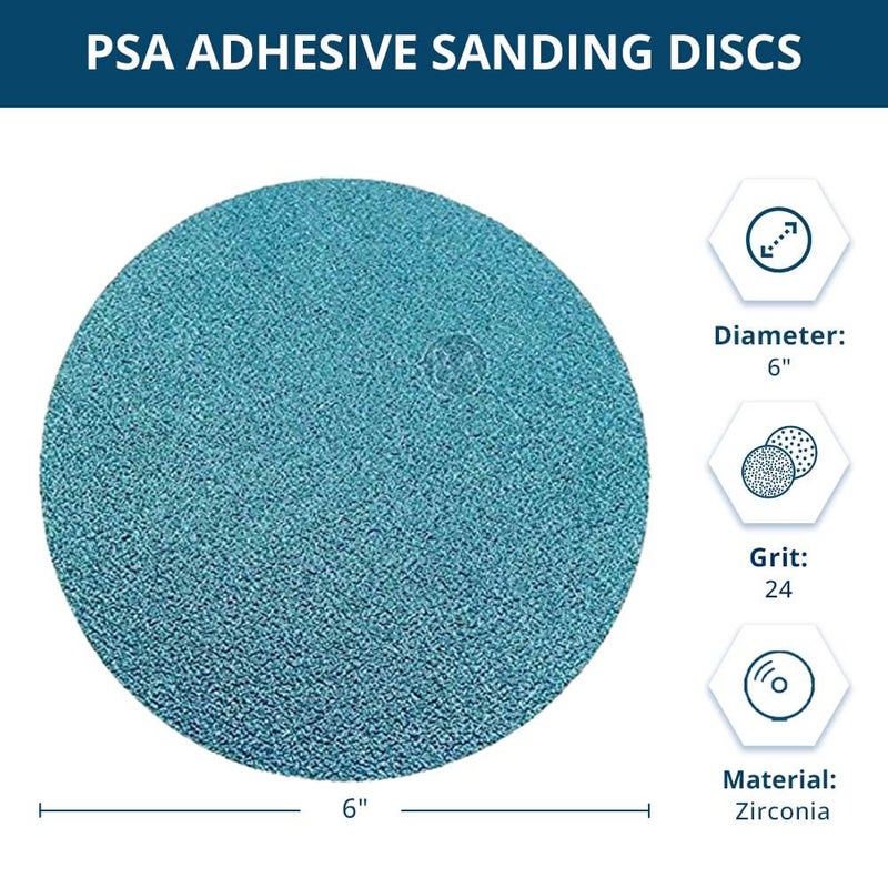 Benchmark Abrasives PSA Gold No Hole 6 Inch Sanding Discs with Zirconia Grains Automotive Orbital Sander Sandpaper - 6 Inch Sanding Disc Self Stick - Surface Blending (10 Pack), 24 Grit - Image 5