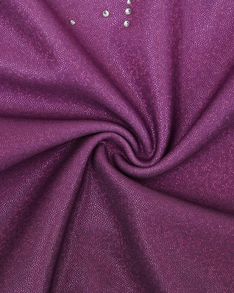 Gogokids Gymnastics Leotards for Girls Long Sleeve Sparkly Rhinestone Dance Unitards Biketards with Shorts, A-purple, 11-12 Years - Image 4
