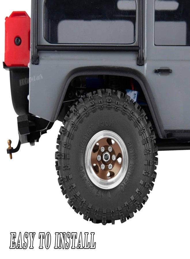 BRCatWPark RC 1.0" Beadlock Wheels and Tires for 1/18 TRX4M,1/24 SCX24 RC Crawler Car,4PCS Alloy Aluminium 1.0 Beadlock Rims Tires Wheels Rims,Bronze - Image 3
